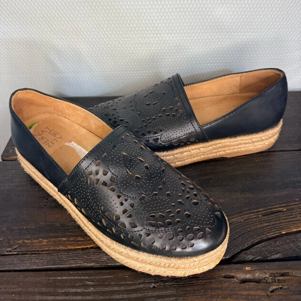 Naturalizer Thea Black Espadrille Loafers with Cutout Design